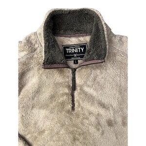 Trinity Fleece Pullover‎ Mens Large Tan Excellent Sherpa Quarter Zip Mock Neck